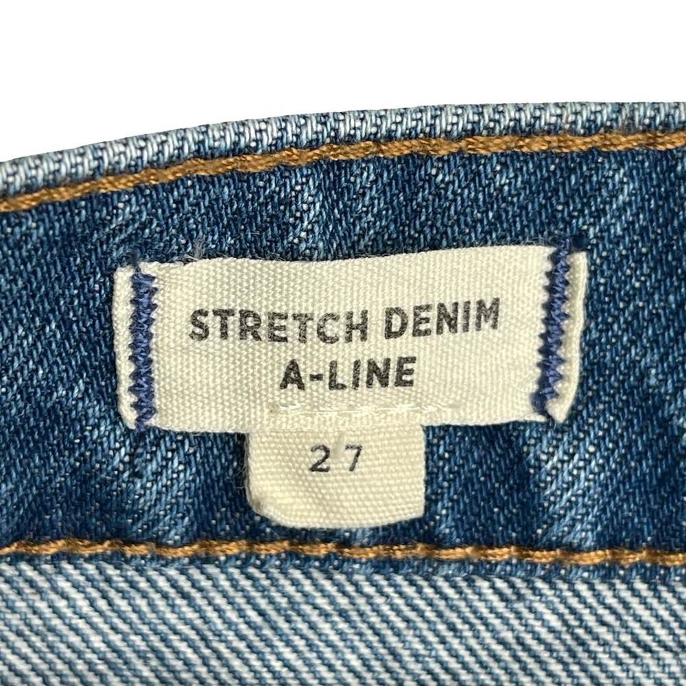 Madewell Stretch Denim A-Line Snap Mini Skirt west coast vibe Size 27 - Picture 9 of 11